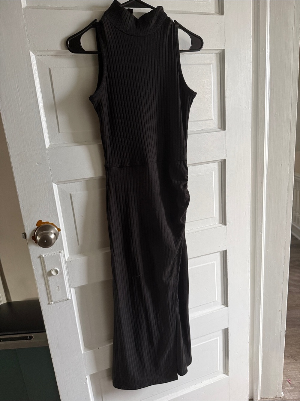 miami Sleeveless Black Ribbed Maxi Dress